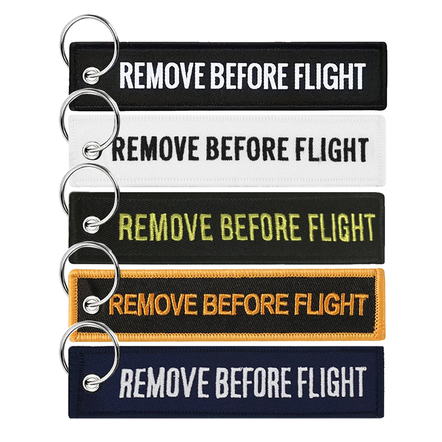 5Pcs Remove Before Flight Both Sides Embroidery Red Pendant Key Chain Car Backpack Keychain for Aviatior Lovers Trinkets