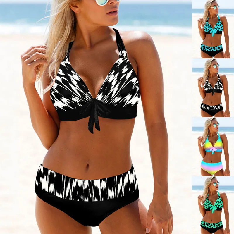 

2023 New Women's Two Piece Bikini Sexy Beach Swimwear Fashion Print Bikini Set Women's Summer Fashion Swimming Bikini Swimwear