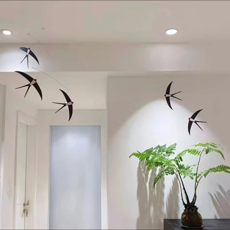Nordic Silent Wind Chime Danish Swallow Air Balance Pendant Flying Bird for Kindergarten Kids Room Living Room Decoration Gift - view 3