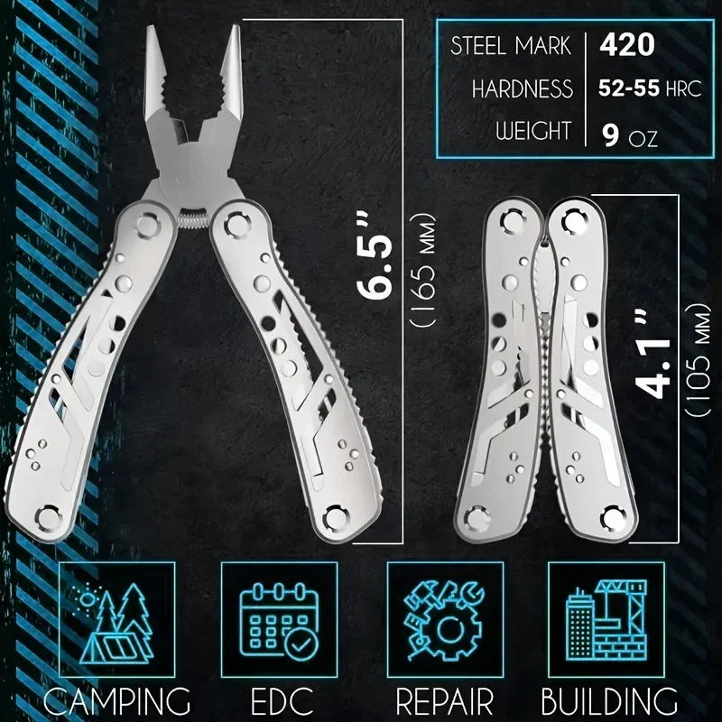 Multitool 24in1 With Mini Tools Knife Pliers And 11 Bits  Multi Tool All In One Multi Function Gear Camping Backpacking Survival