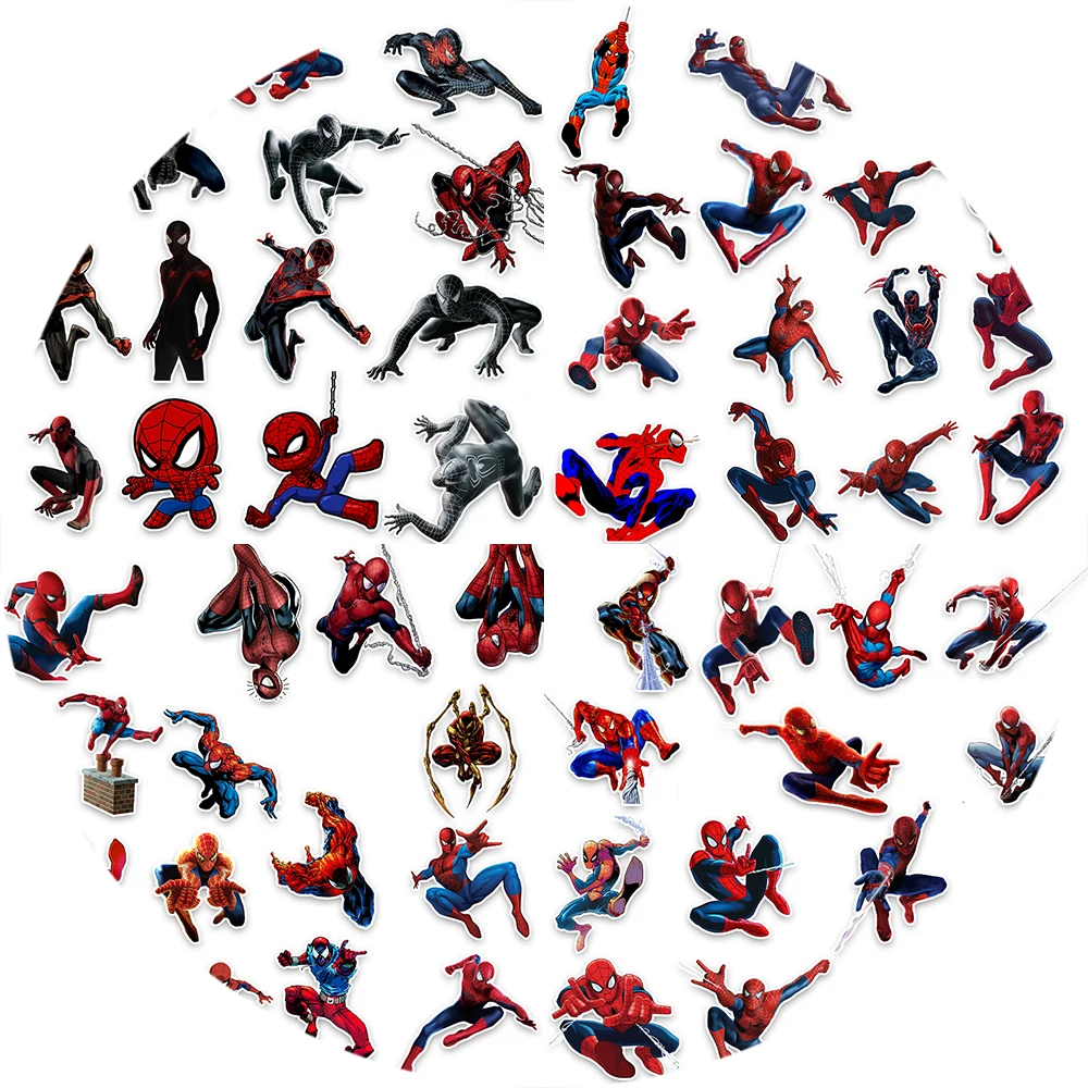 

60 шт./компл., крутые наклейки с изображением Человека-паука, сделай сам, скейтборд, холодильник, мотоцикл, багаж, ПВХ, декоративная наклейка, подарок на день рождения для фанатов