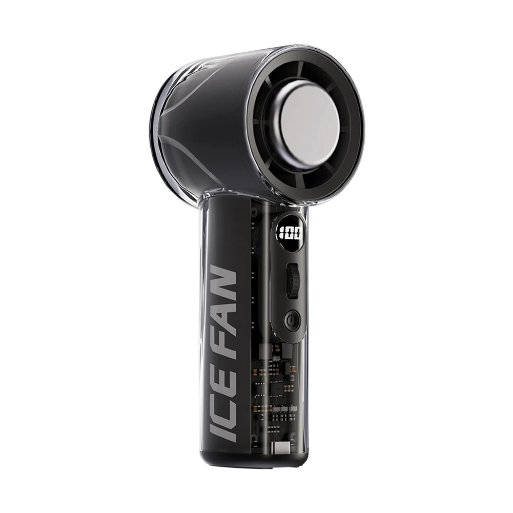 Portable USB Fan with Ice Compress Cooling and 100 Adjustable Speeds Equipped with LED Display for Precise Wind Speed Control