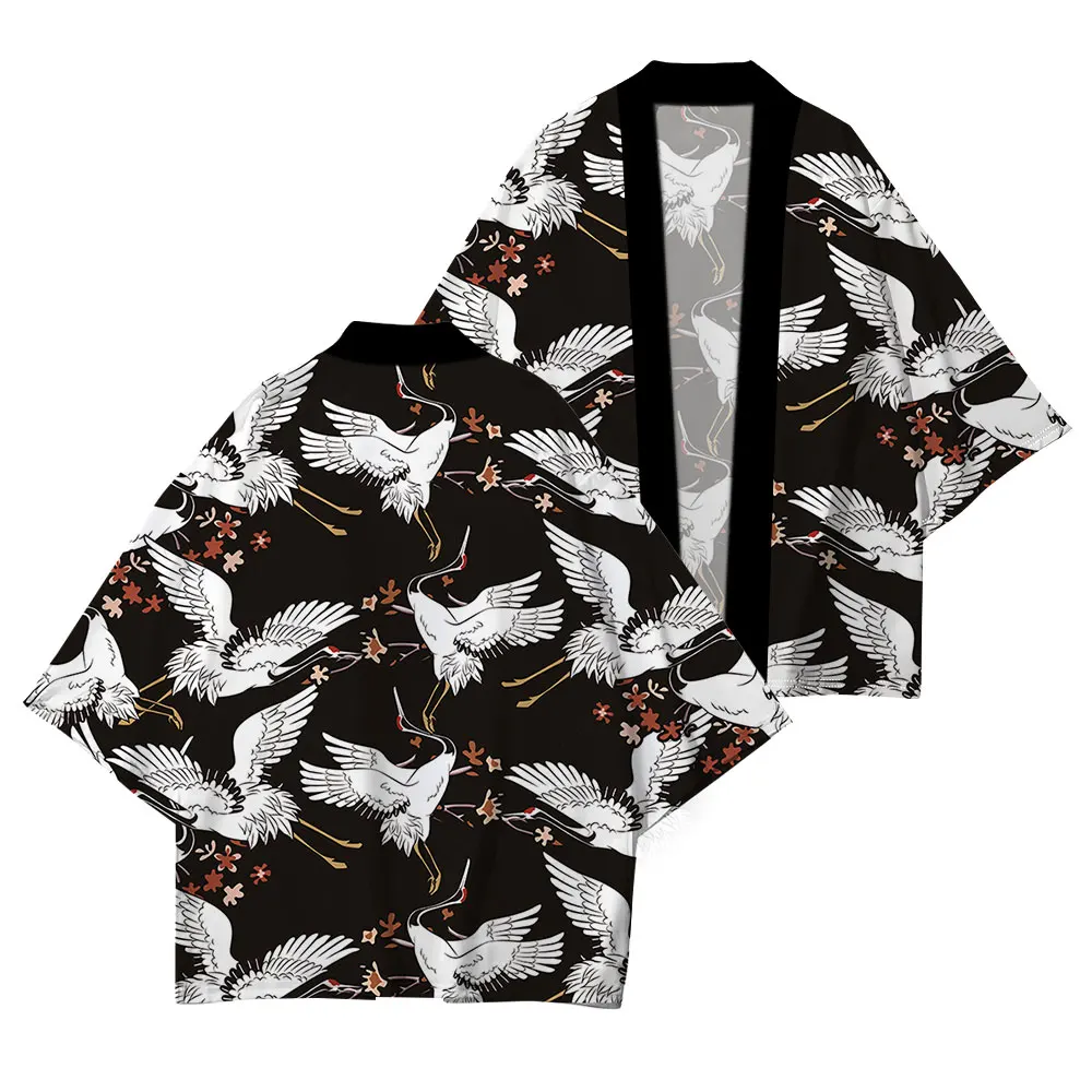 Japanese Kimono Japanese Traditional Clothing New Summer UV Protection High Quality Casual Loose Kimono Crane Pattern XXS-4XL