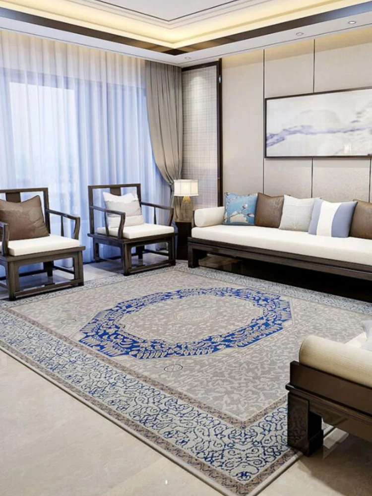 American blue Living Room Rug Parlor 240x330cm Carpet For Bedroom Jacquard Woven Mat Large Europe Retro Persian Carpets