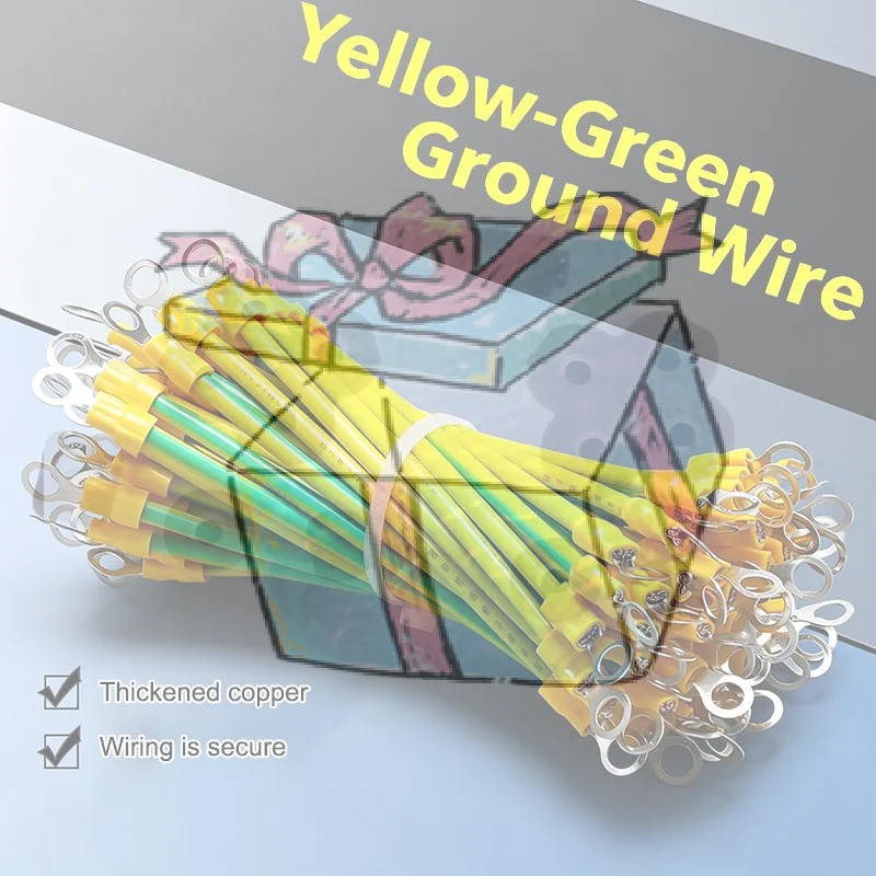 【CCA】10PCSCopper Bridge Jumper Yellow Green Double Color Grounding Wire Solar Photovoltaic Grounding Wire