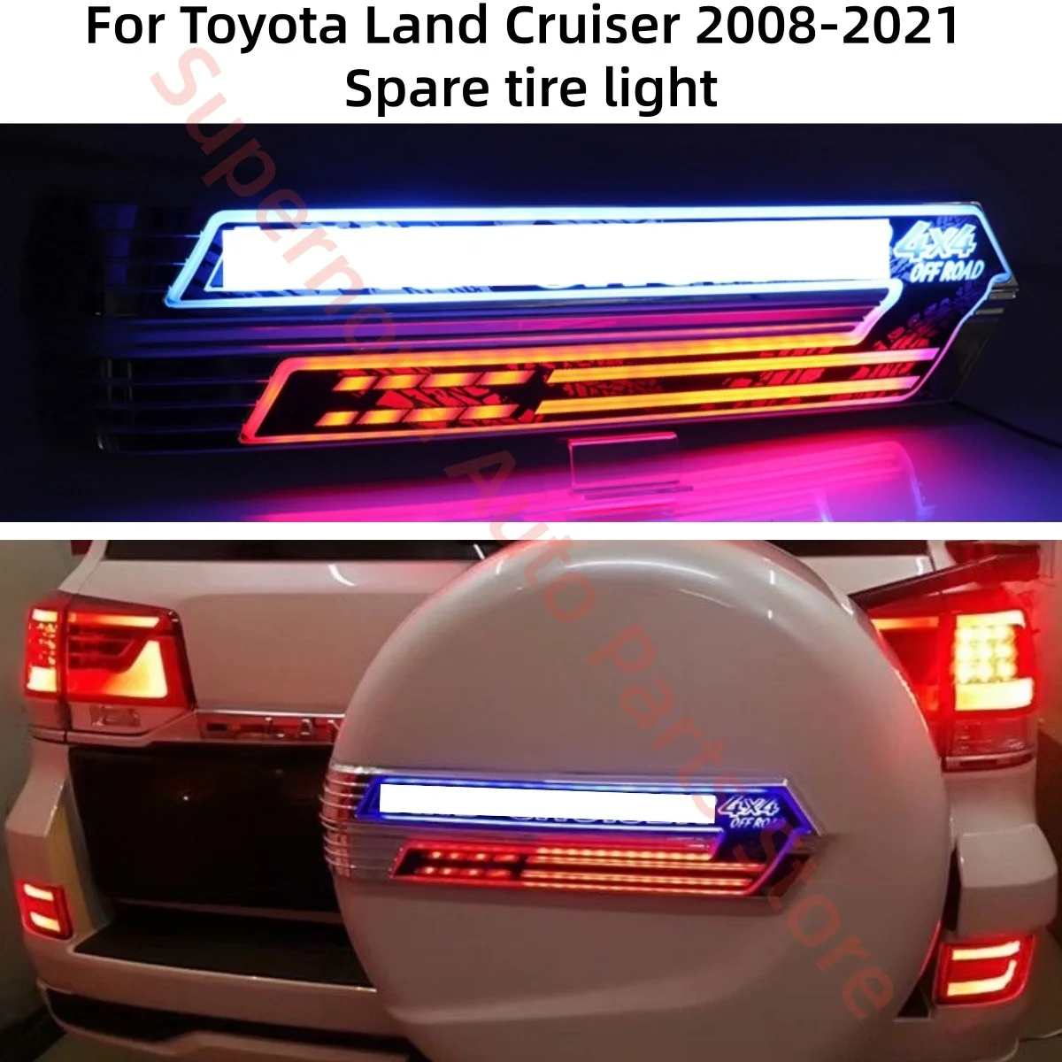 For Toyota Land Cruiser 2008-2021 LED Spare tire light Brake flasher Spare tire rack trim light Sign plate lamp Two functions