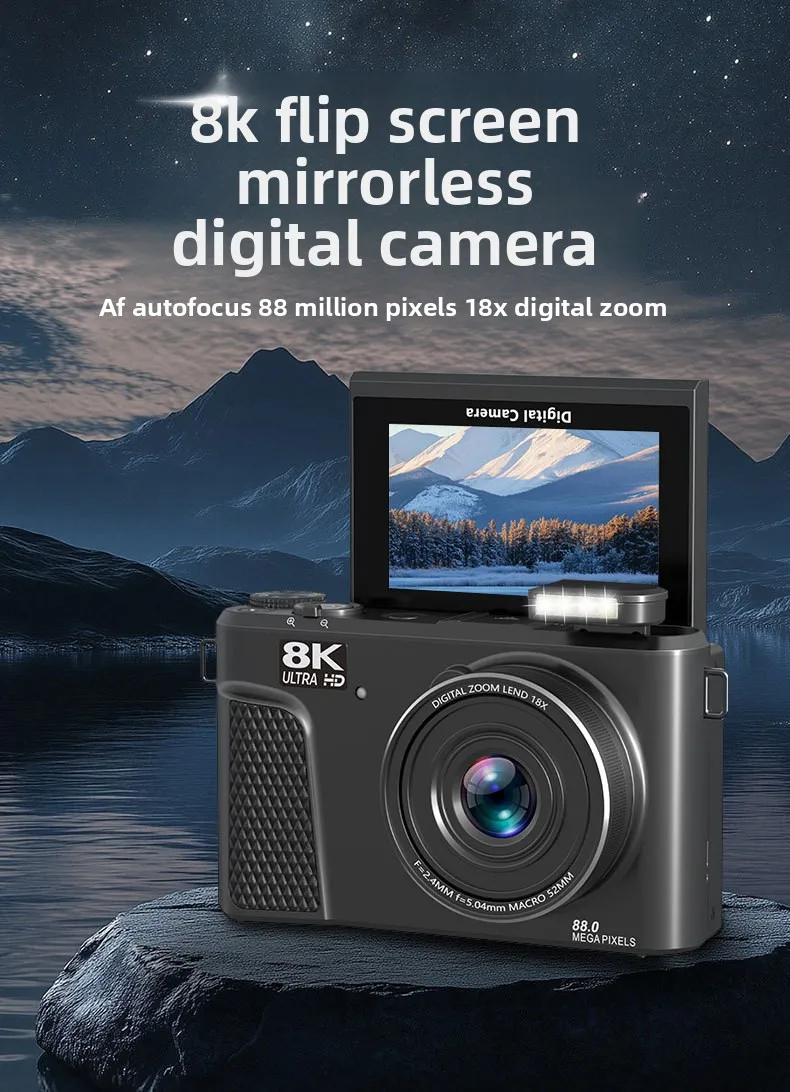 Micro câmera de movimento único 88 megapixels selfie 8k câmera digital de vídeo fotografia profissional go pro câmera de ação consola