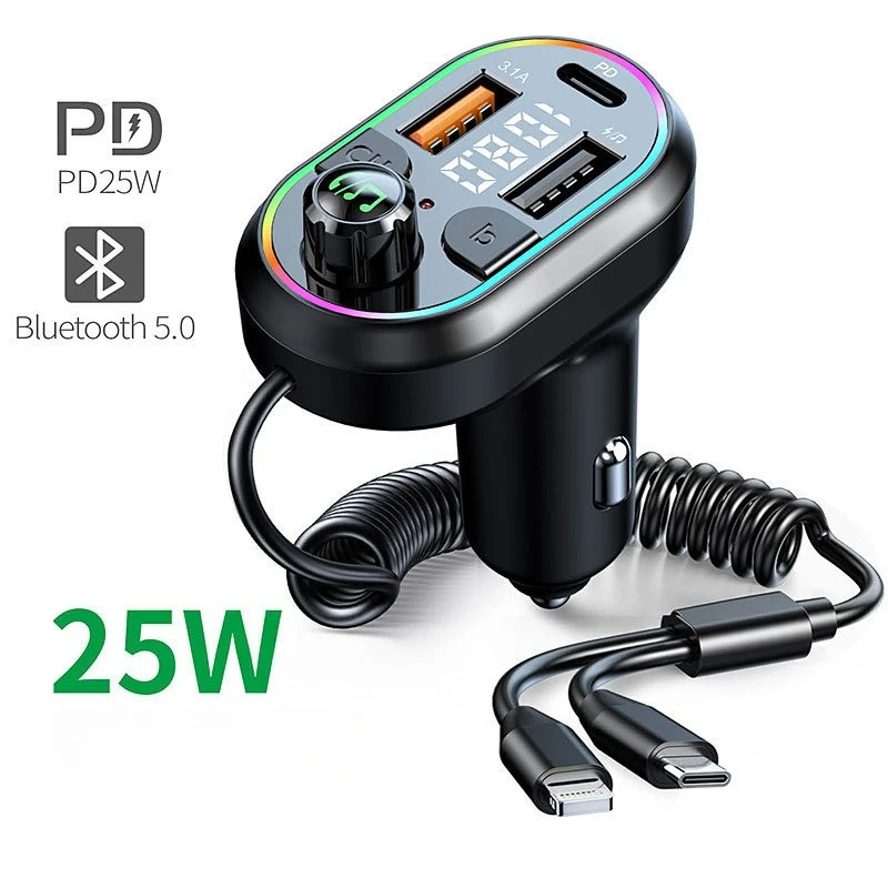 

Автомобильные детали PD 3.1A, быстрая зарядка, Bluetooth-приемник, MP3-плеер без потерь, автомобильный музыкальный USB-конвертер с цифровым дисплеем