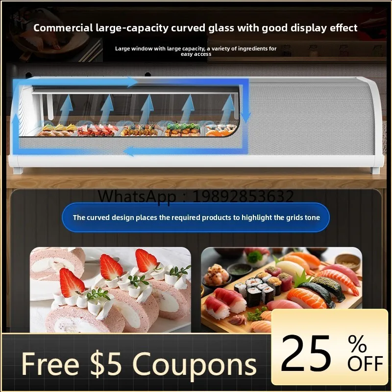 

AA Small Commercial Curved Right Angle Desktop Fruit Deli Japanese Seafood Sashimi Fresh-keeping Cabinet