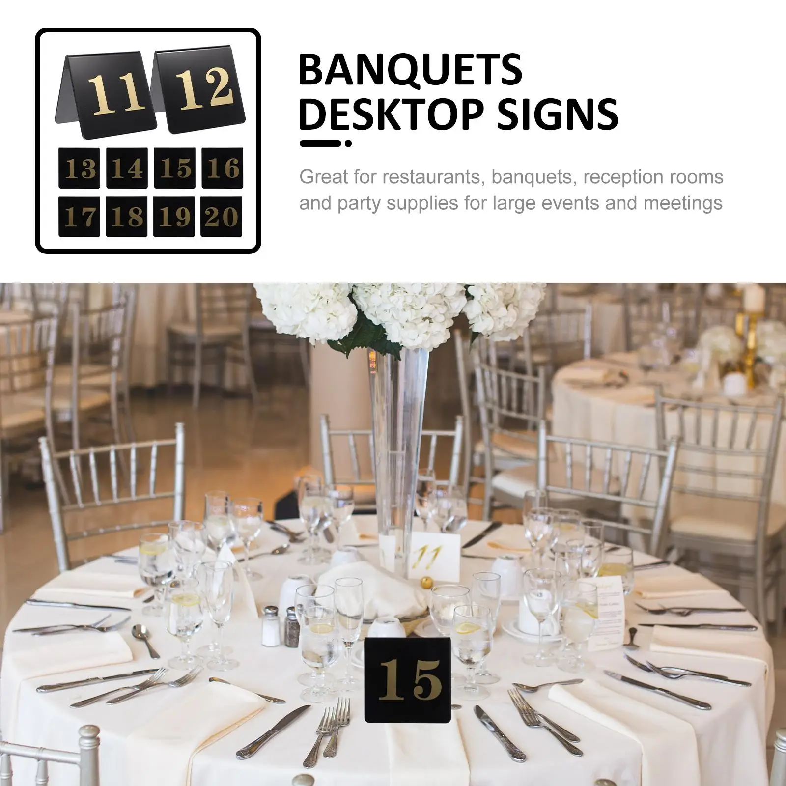 

10Pcs Acrylic Table Number V Shape Double Sided Digital Table Number Banquet Seat Sign Wedding Reception Place Card Seat Numbers