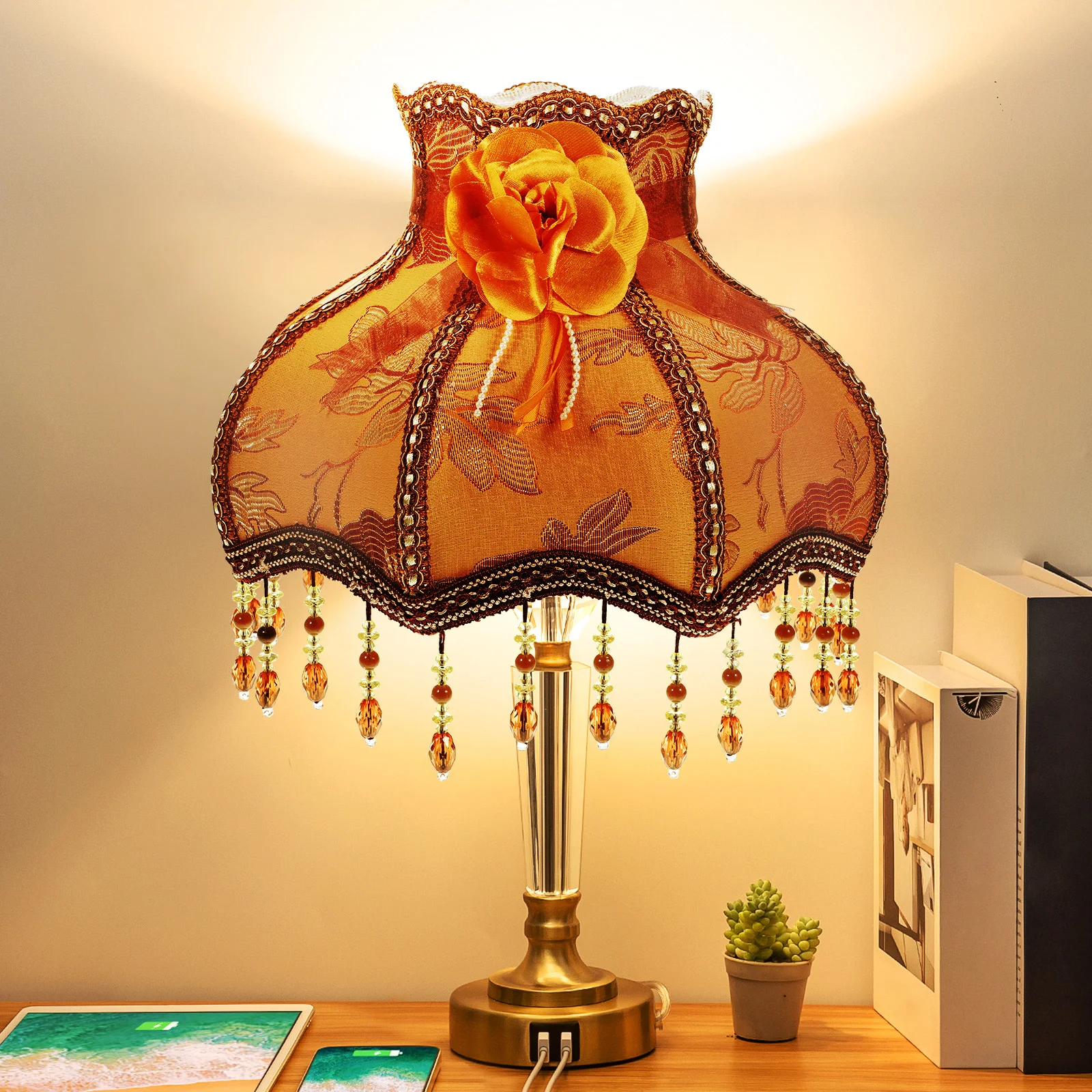 

Elegant Retro Fabric Lampshade 1PC Deep Brown Fringe Cloth Lamp Cover European Style Bedroom Living Room Lighting Shade