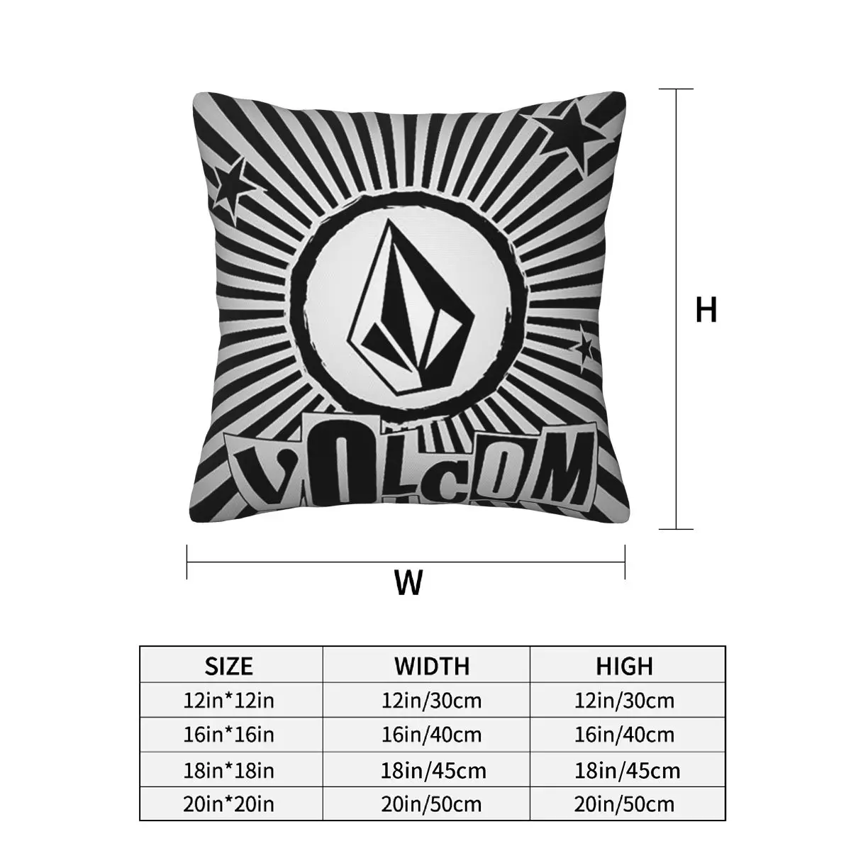 V-Volcom Logo 2 قطعة غطاء وسادة مربع وسادة وسادة بسحاب ديكور مريح لغرفة النوم المنزلية