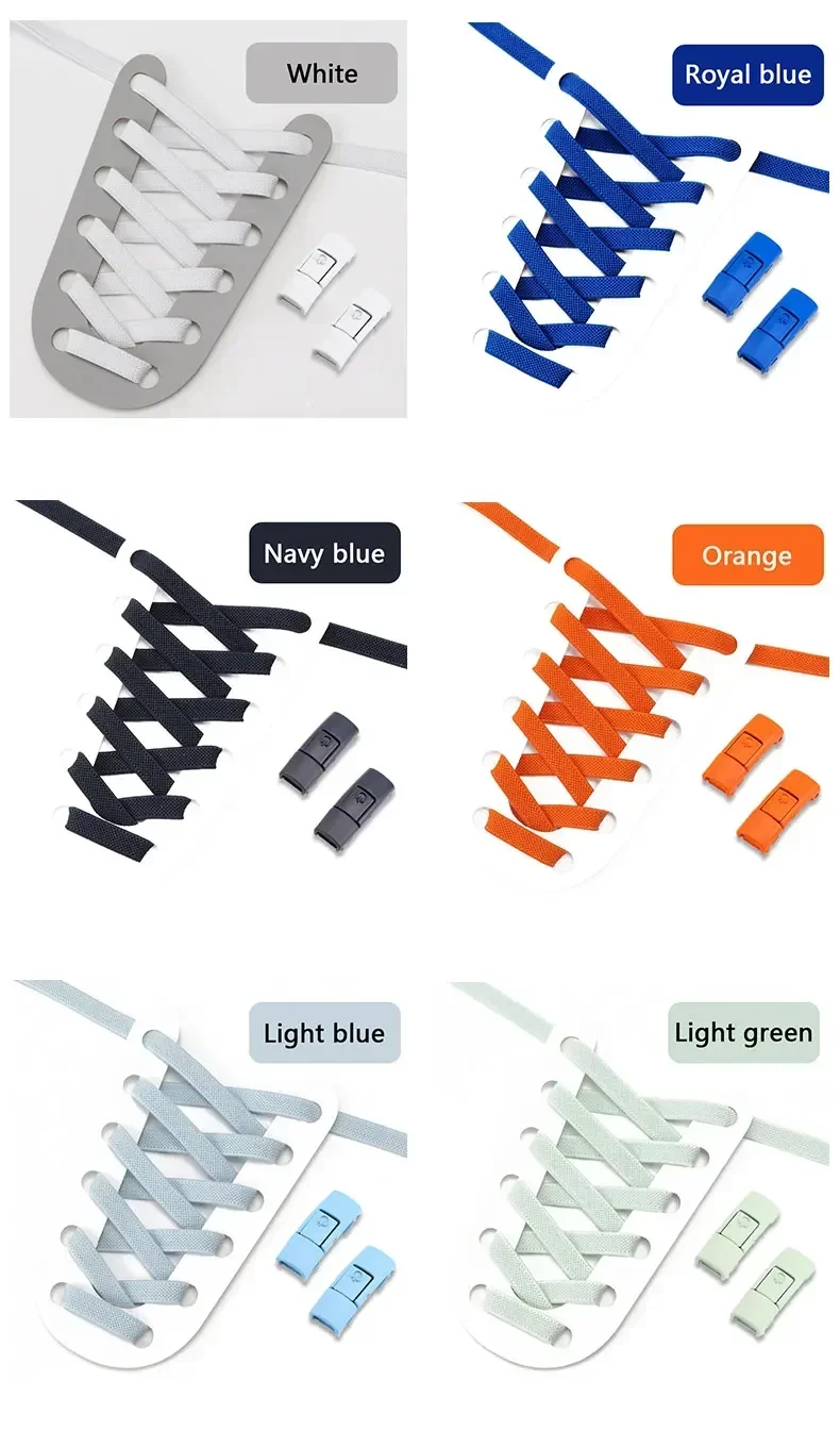 Bunte Press-Lock-Schnürsenkel ohne Krawatten, elastische Schnürsenkel, Sneaker, 8 mm, verbreiterte Wohnungen, keine Krawatte, Schnürsenkel für Kinder und Erwachsene – Detail 8
