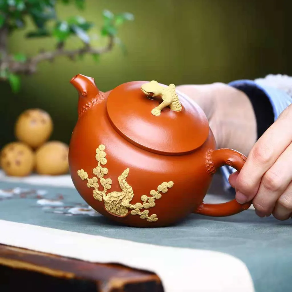 Yixing Zisha Set Hand-Decorated By Famous Tea Artisans Original Ore Zhuni Clay Lizard Teapot