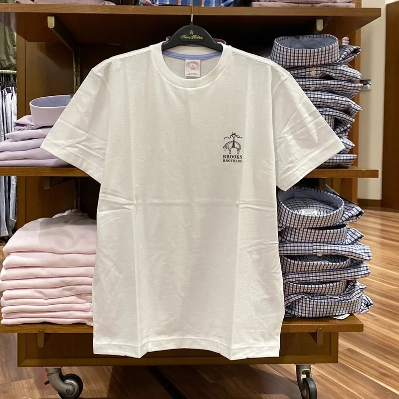 Gorąca wyprzedaż Letni trend Mężczyźni Kobiety T Shirt Designerskie koszulki Brooks Brothers Print Krótki rękaw Marka Oversized Top Bawełniane