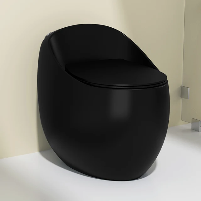 

Modern Egg Shaped WC Sanitary Ware One Piece Ceramic Matt Black Color Bathroom Toilet Bowl
