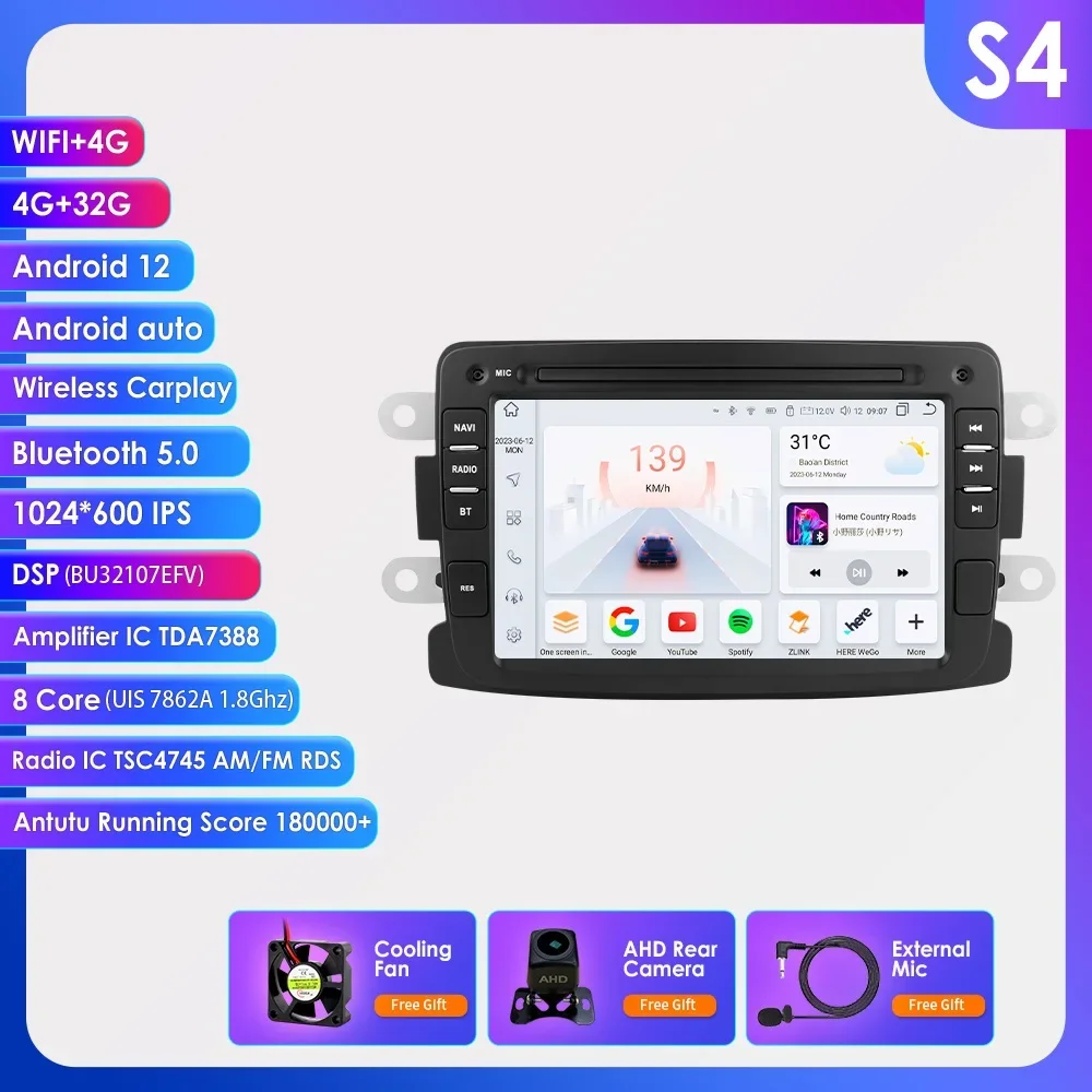 Hizpo Android 13 Autoradio GPS-Navigation für Renault/Dacia/Sandero/Duster/Captur/Lada Xray 2/Logan Multimedia Player Auto RDS