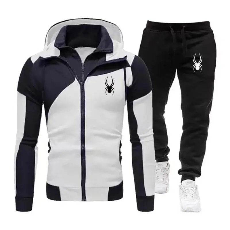 2024 New fashion Men\'s Autumn Winter Sets Zipper Hoodie+Pants Pieces Casual Tracksuit Male Sportswear Brand Clothing Sweat Suit