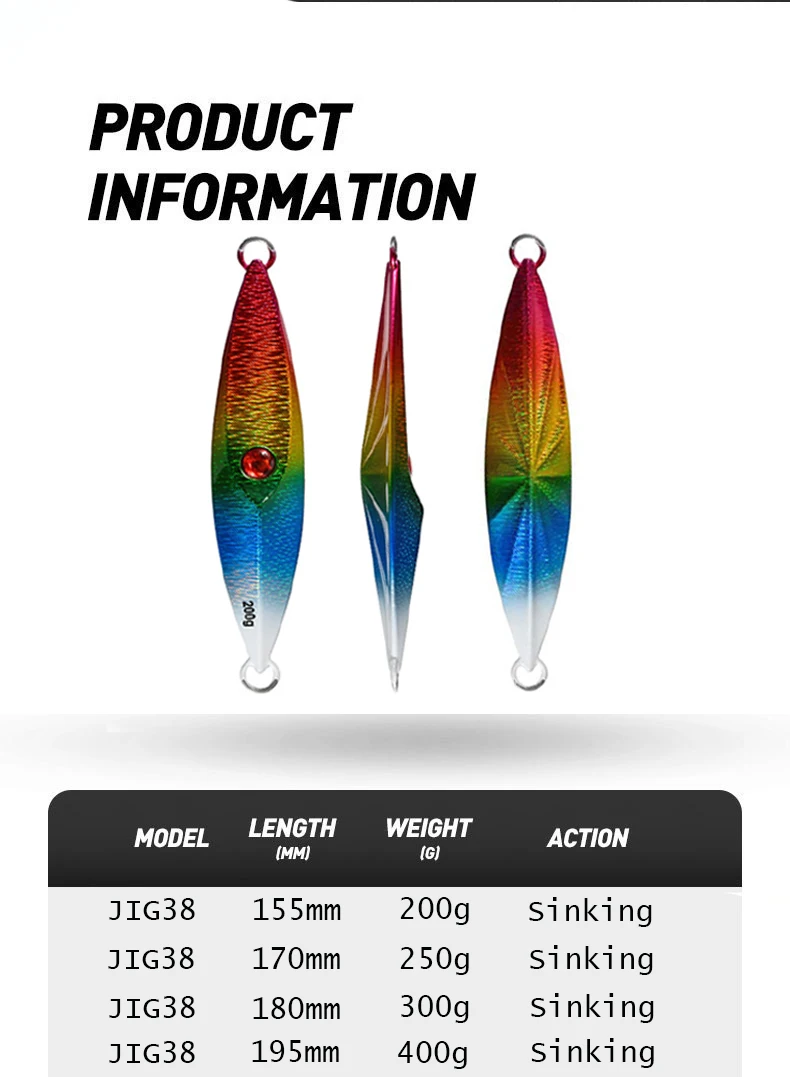 NEW Ocean Fishing Slow Jig Lure 150g 200g 250g 300g 400g Metal Fishing Squid Jig Sea Lure Artificial Wobbler Bait - view 2