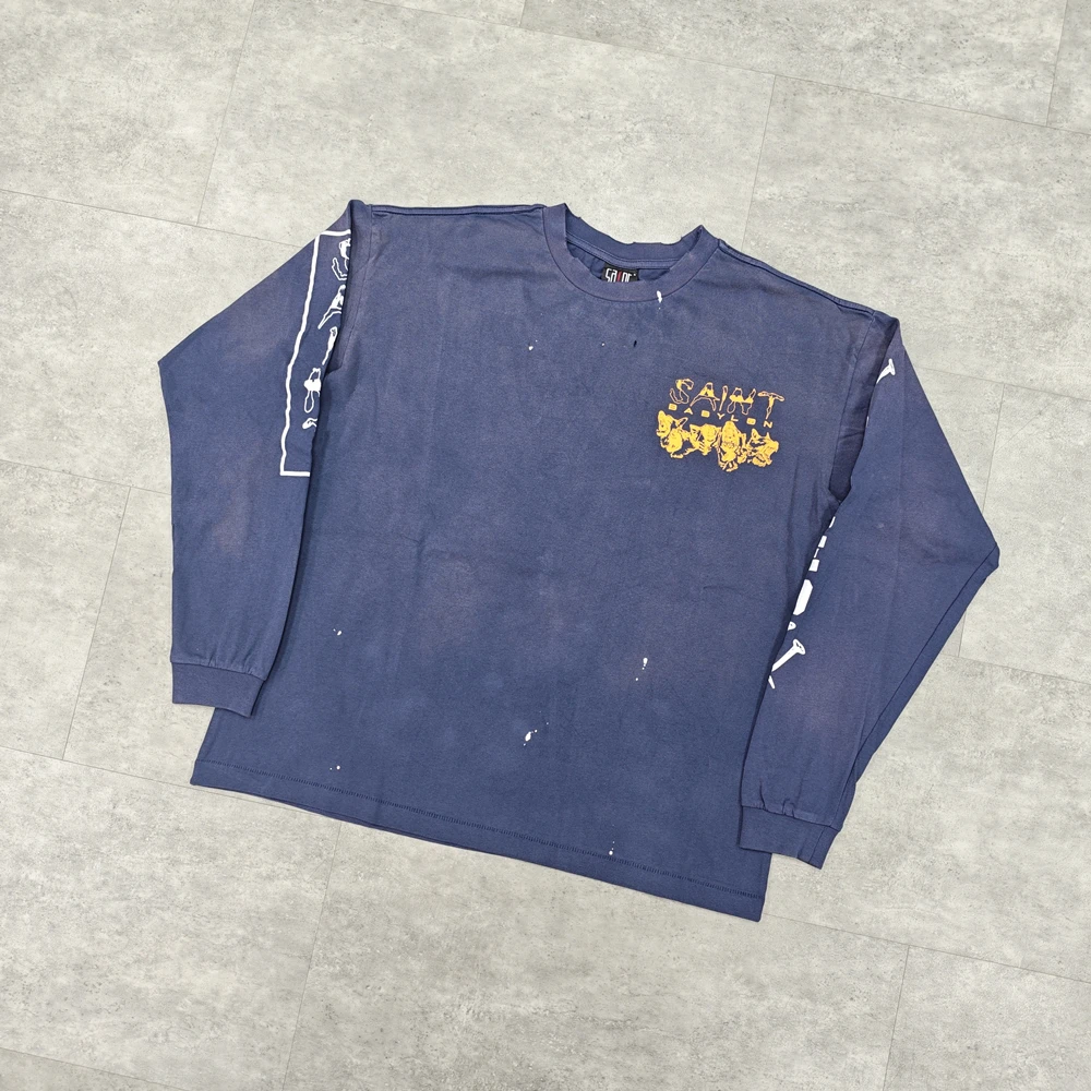 Yao Fashion Saint OF Michael 25SS Luxury Brand Autumn Men Tops Oversize Loose Vintage Graphics Cotton