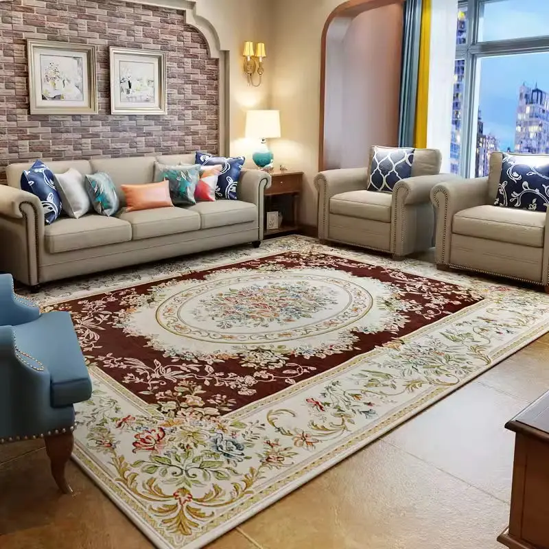 

Американский пасторальный ковер для гостиной Европейские винтажные цветочные коврики для спальни Диван Журнальный столик Коврики для учебы Коврик