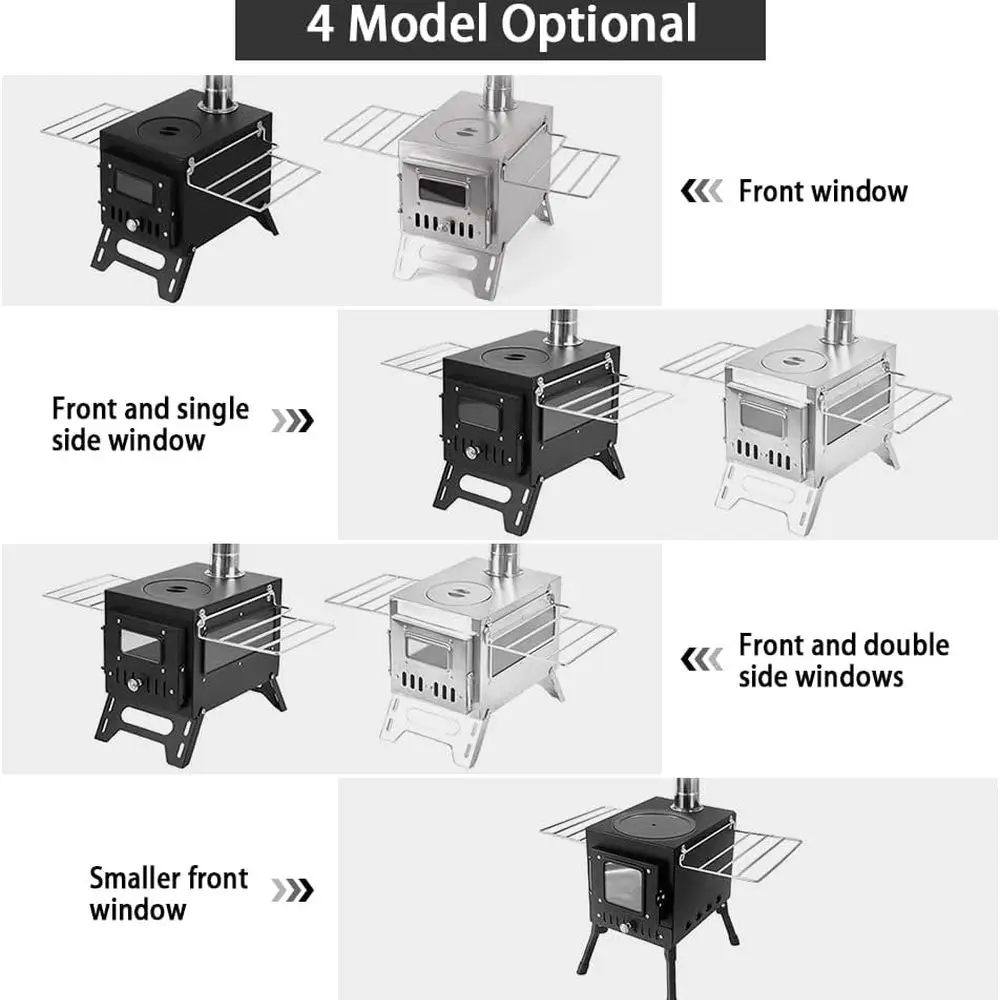 موقد خيمة ساخن، موقد حرق الأخشاب، موقد خشبي محمول للتخييم للخيمة، موقد خيمة للتدفئة والطهي، موقد للتخييم في الهواء الطلق #6