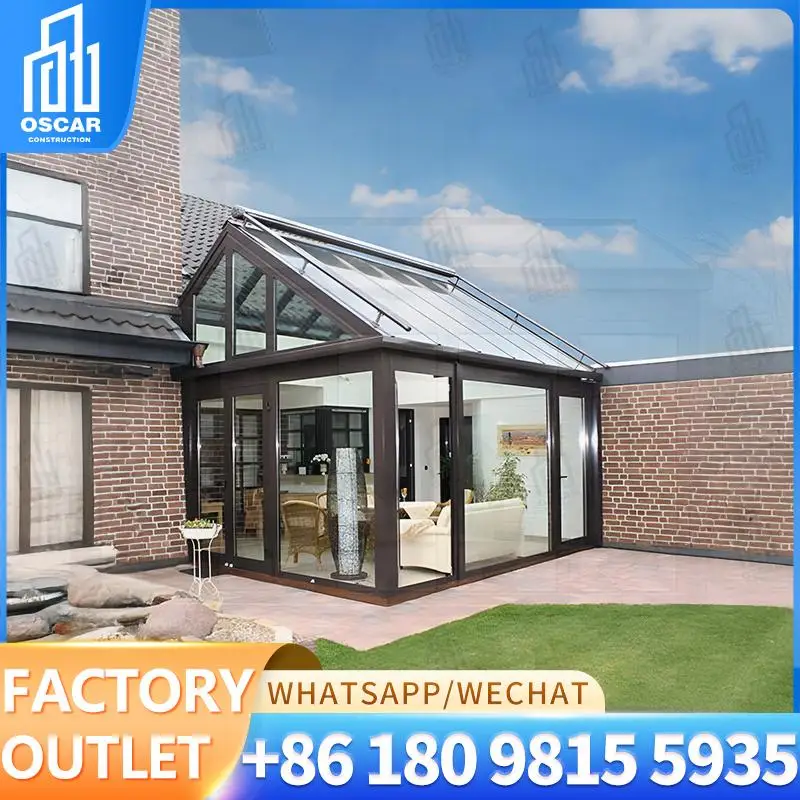 

Designed for Match House Gable Easily Thermal Insulated Grey Aluminium Four Season Glass Room for Patio Backyard Garden sunroom