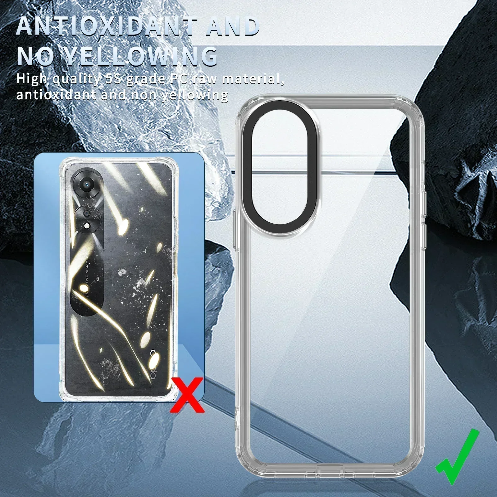 Acrylic Shockproof HD Transparent Phone Case for Oppo A60 A79 59 98 78 58 38 18 4G 5G Reno 11F Pro 10 9 8T Pro Back Clear Cover