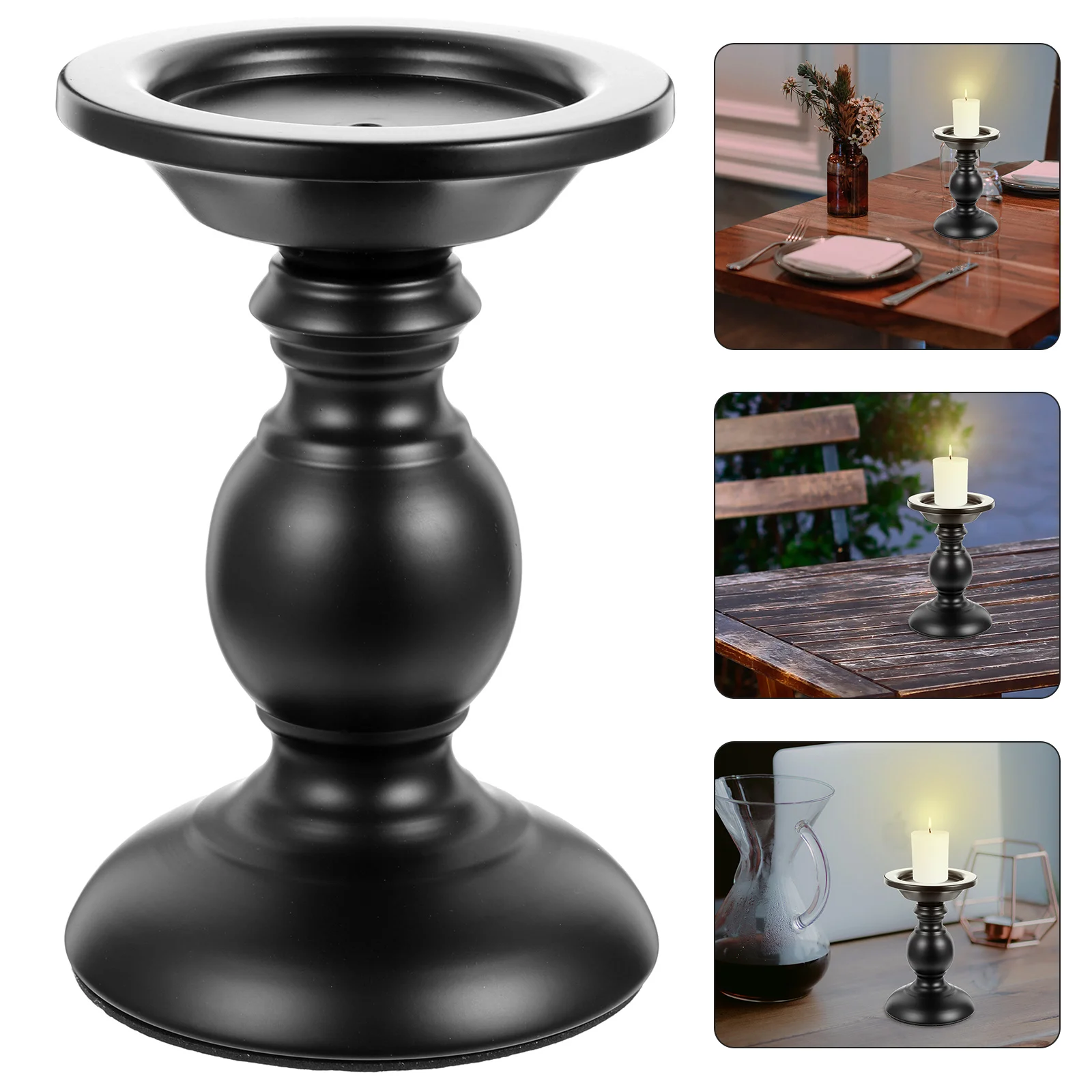

Black Pillar Holder Metal Candlestick Stand For Taper Candles Home Decor Table Centerpiece Dinner Party Wedding