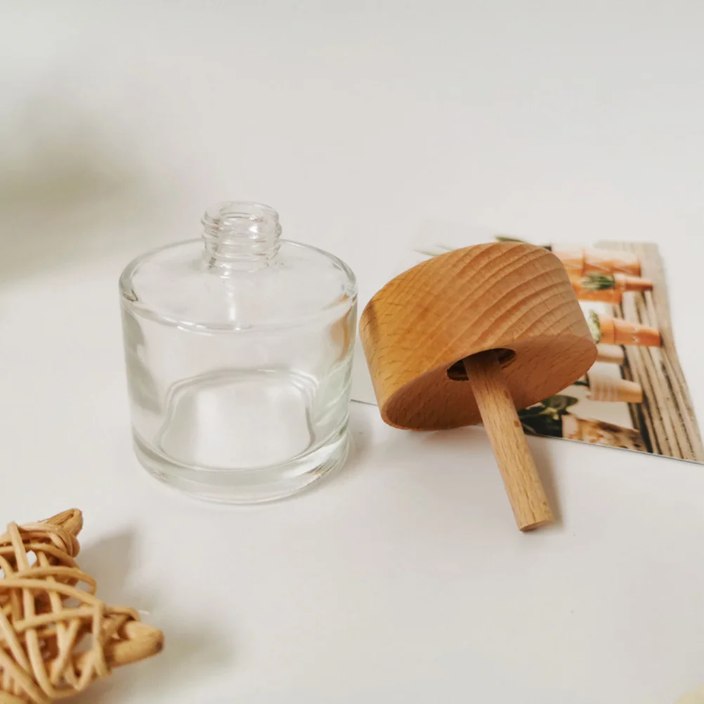 2 Pcs Round Glass Diffuser Bottles Clear Essential Oil Bottle Empty Diffuser Jar Home Decor Aromatherapy Container Sticks