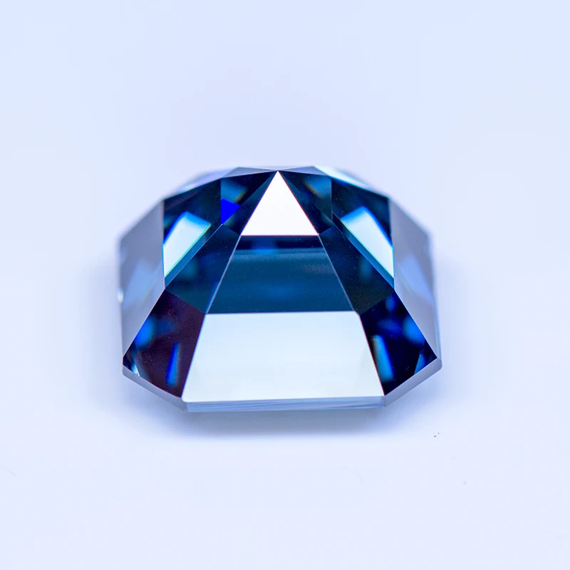 Moissanite Stone Primary Color Royal Blue Asscher Cut Lab Grown Diamond for DIY Jewelry Making Materials with GRA Certificate
