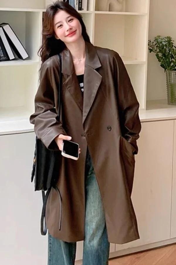 

Trench Coat Female Pockets Spliced Patchwork Special Attractive Basics Ladies Charming Designed Modern Vacation Personality