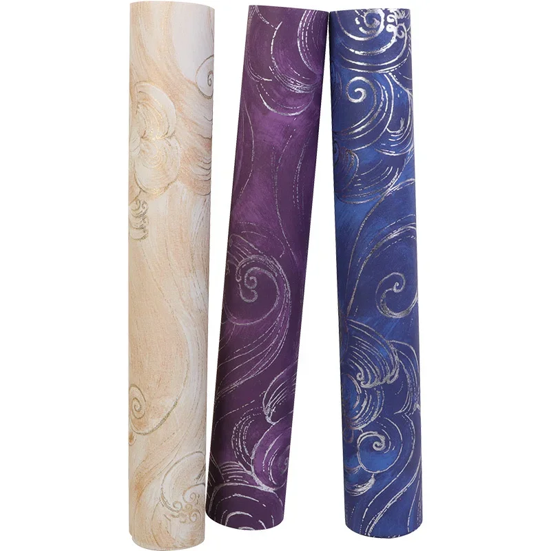 Nordic modern minimalist Chinese Xiangyun wallpaper bedroom living room TV background wall bronzing wallpaper New Chinese style