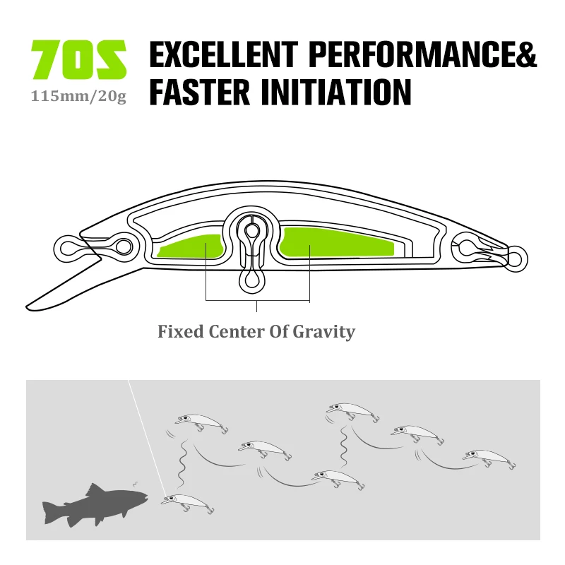 Tsurinoya 70S Minnow hundimiento – Cebo duro para lubina y trucha - imagen 2
