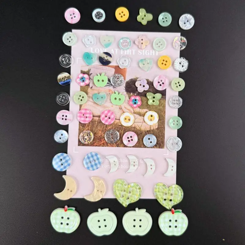 

10pcs Korean Style Cream Color Plastic Crafts Diy Scrapbooking Cute Sewing Button Clothing Accessories Randomly Decor Material