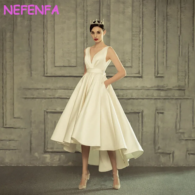 NBFENFA-vestido de satén blanco sin mangas para mujer, prenda elegante y Sexy, Espalda descubierta, escote profundo en V, largo, Formal, para boda