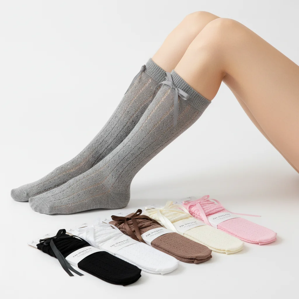 Polyamide Sweet Hollow Lace Lace Calf Socks Bowknot Detail Thin Lolita Socks Sexy Breathable Fishnet Stockings Daily Wear
