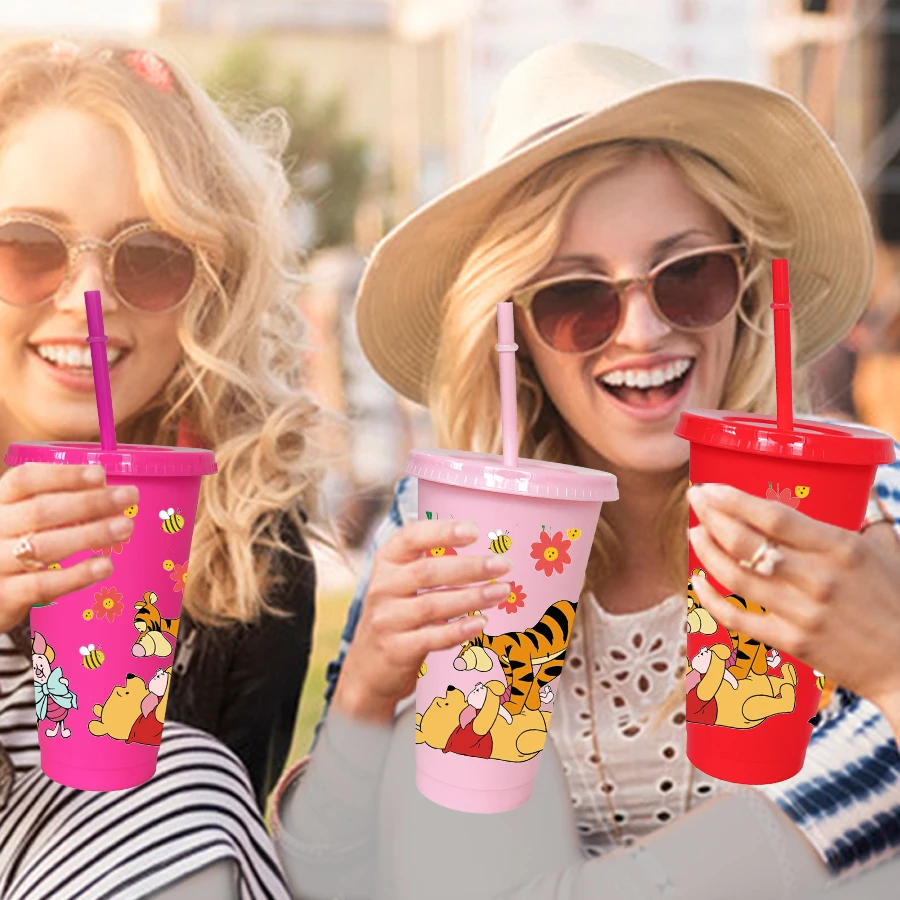 12 قطعة/الحزمة ديزني ، ويني ذا بوه ، النحلة 26 أوقية كوب بلاستيكي ملون حفلة عيد ميلاد أواني الشرب عصير فنجان القهوة