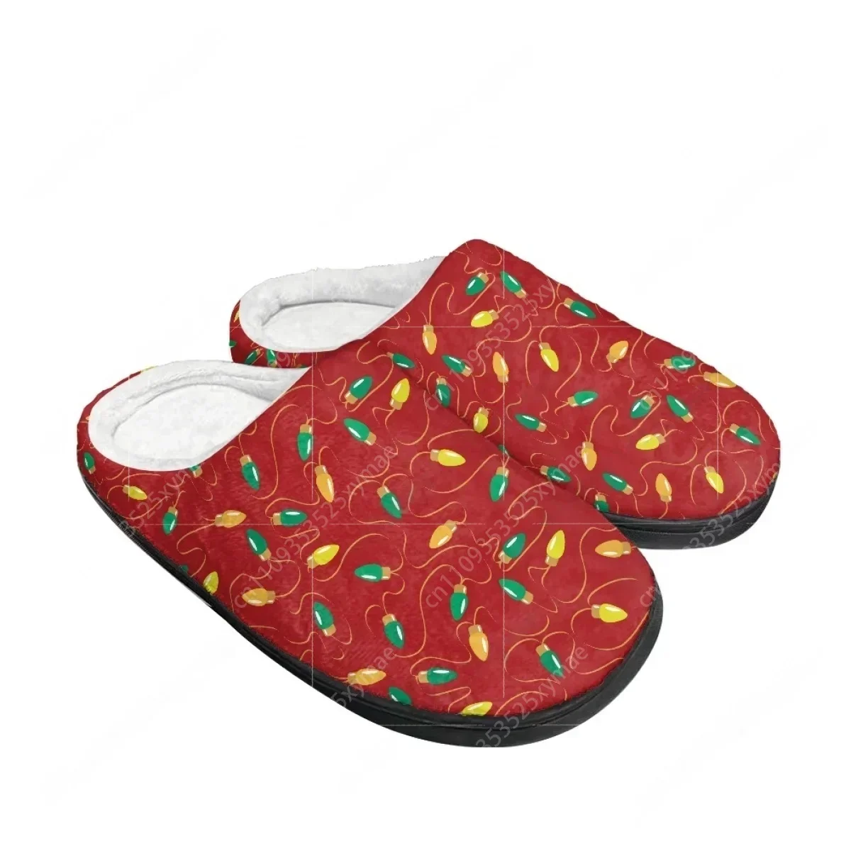 New Arrival Winter Christmas Lights Pictures Home Cotton Slippers Mens Womens Teenager Plush Bedroom Keep Warm Custom Slipper view 3