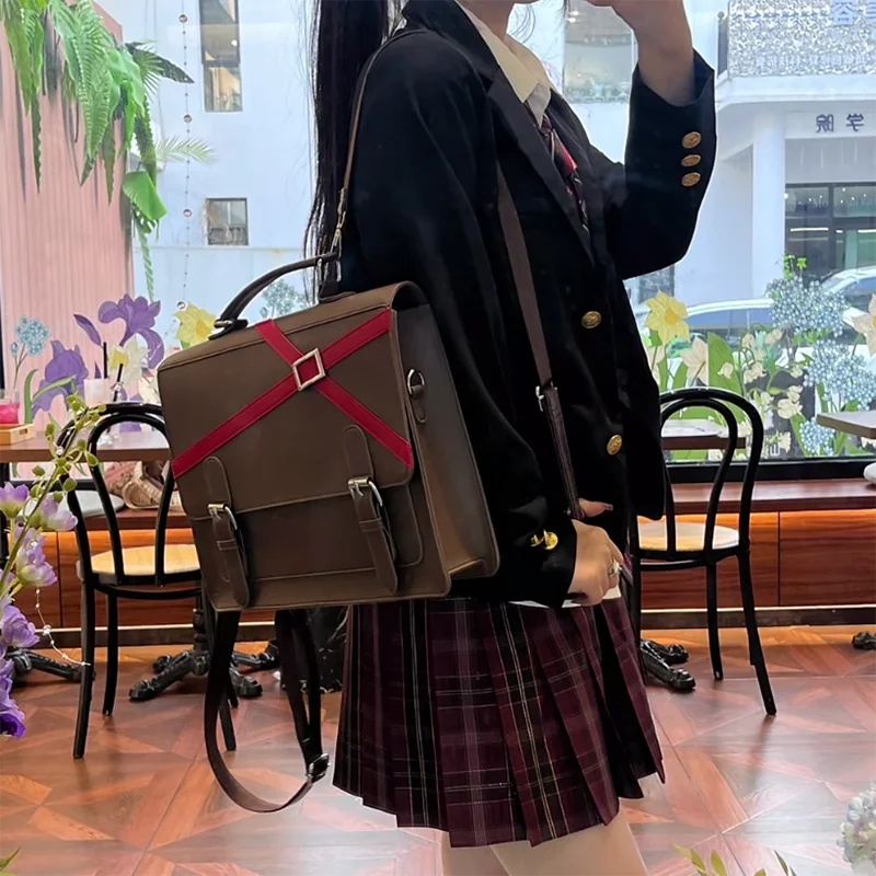 Anime Shugo Chara Hinamori Amu Cosplay Rucksack Leder Umhängetasche Student Umhängetasche Lolita Umhängetasche Braune Handtasche