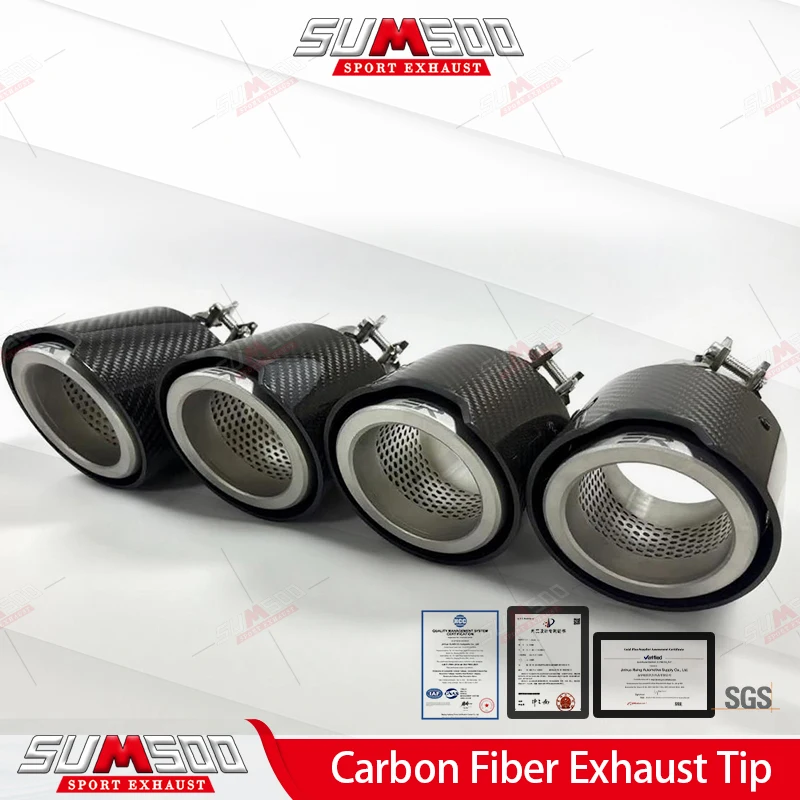 

4 шт., оригинальные двойные автомобильные аксессуары для BMW G90 G99 M5, наконечник выхлопной трубы из настоящего углеродного волокна, 105 мм, выходная труба для модификации глушителя