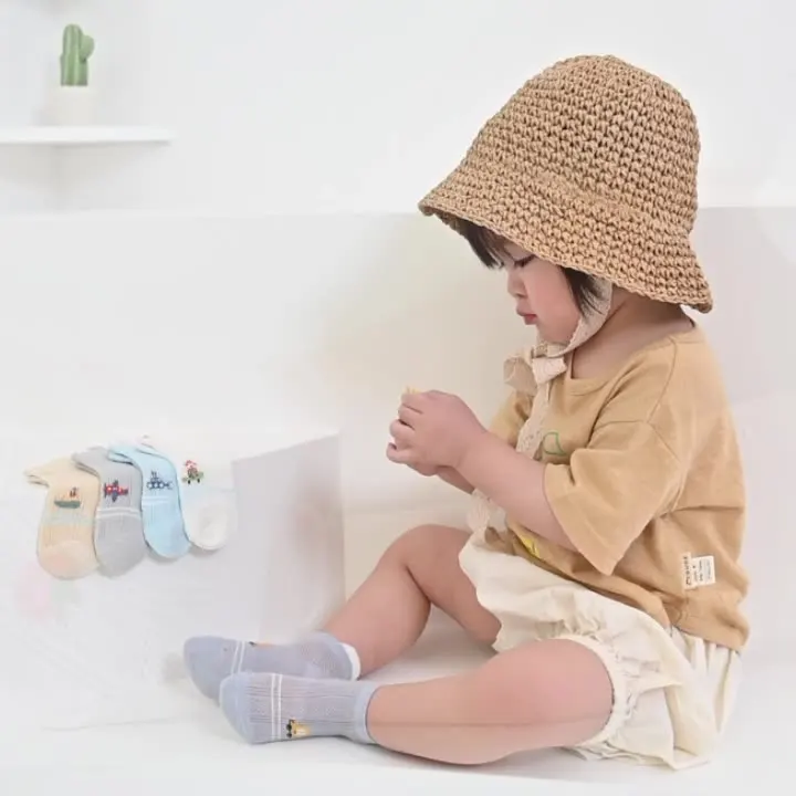 Chaussettes en coton de dessin animé tridimensionnel ultra fines et basses, chaussettes pour bébés, jeunes et moyens enfants, 0-8 ans, 5 paires