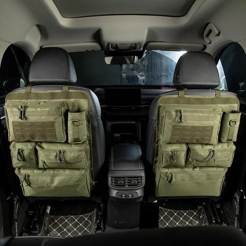 

Tactical Car Backseat Organizer Multi-Pocket Nylon Storage Bag With Zipper Pockets Back Seat Hanging Organizer For SUV Truck