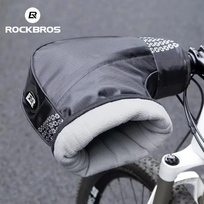ROCKBROS 1 Pair Winter Bike Bar Mittens Handlebar Cover Thermal Windproof Fleece Warm Mountain Road Cycling Gloves Accessories