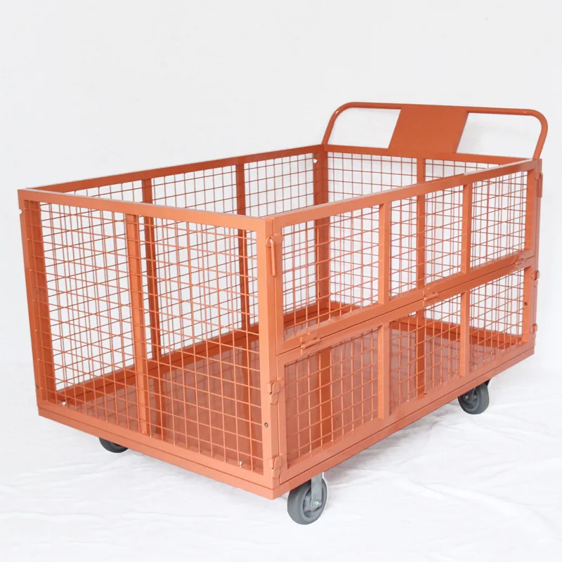 Pull goods folding fence grid distribution hand push stall trolley warehouse framed workshop handling logistics turnover truck