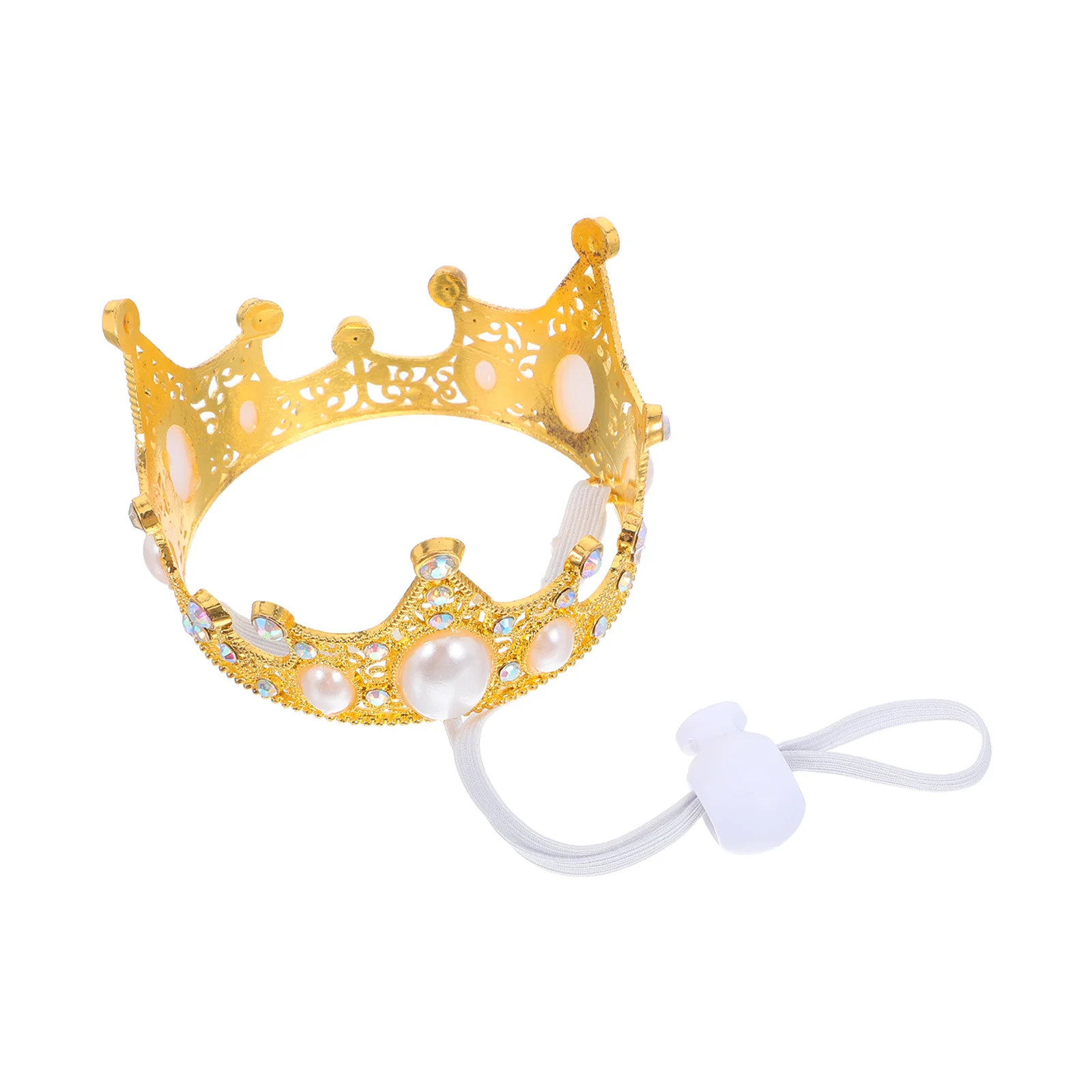 

Pet Crown Small Dog Birthday Hat Adjustable Strap Golden Alloy Party Headdress Wedding Photo Prop Dog Costume Hat