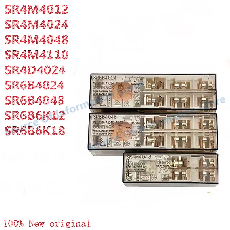 TE SR4 SR6 Force Guided Industrial Safety PCB Relay DC Voltage SR6B4024 SR6B4048 SR4M4024 SR4D4024 SR4M4012, 10Pin/14Pin 100%New