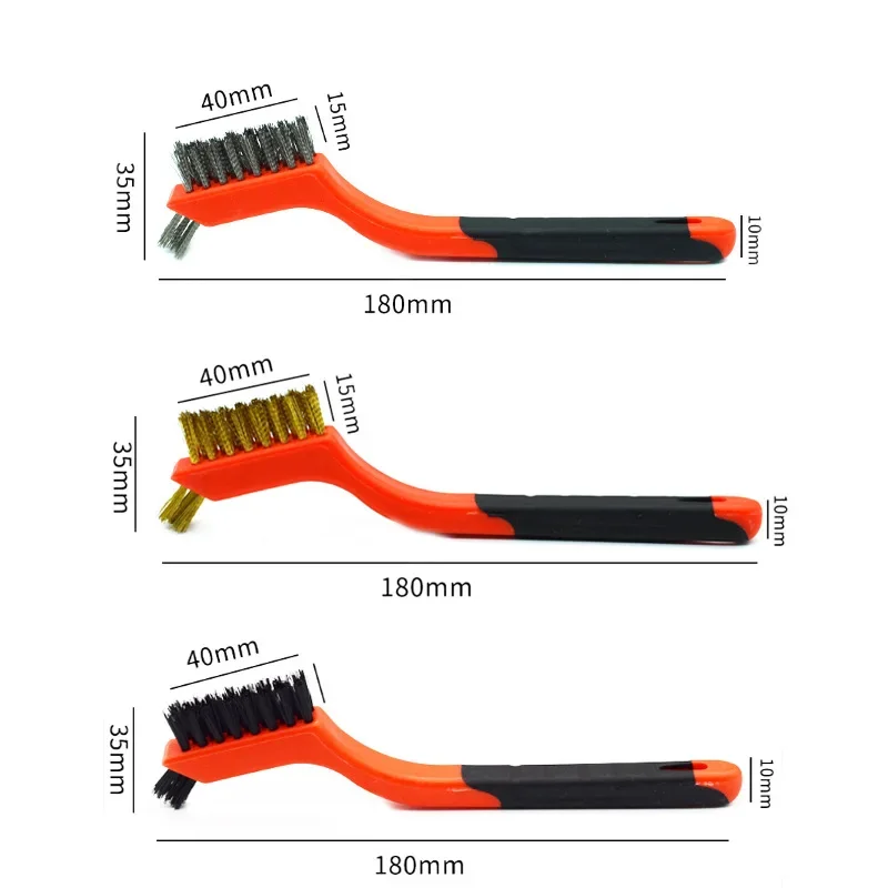 1PC Double Head Set Steel Wire Brush Stainless Steel Wire Copper Wire Brush Slot Wenplay Cleaning and Rust Removal Brush Karcher