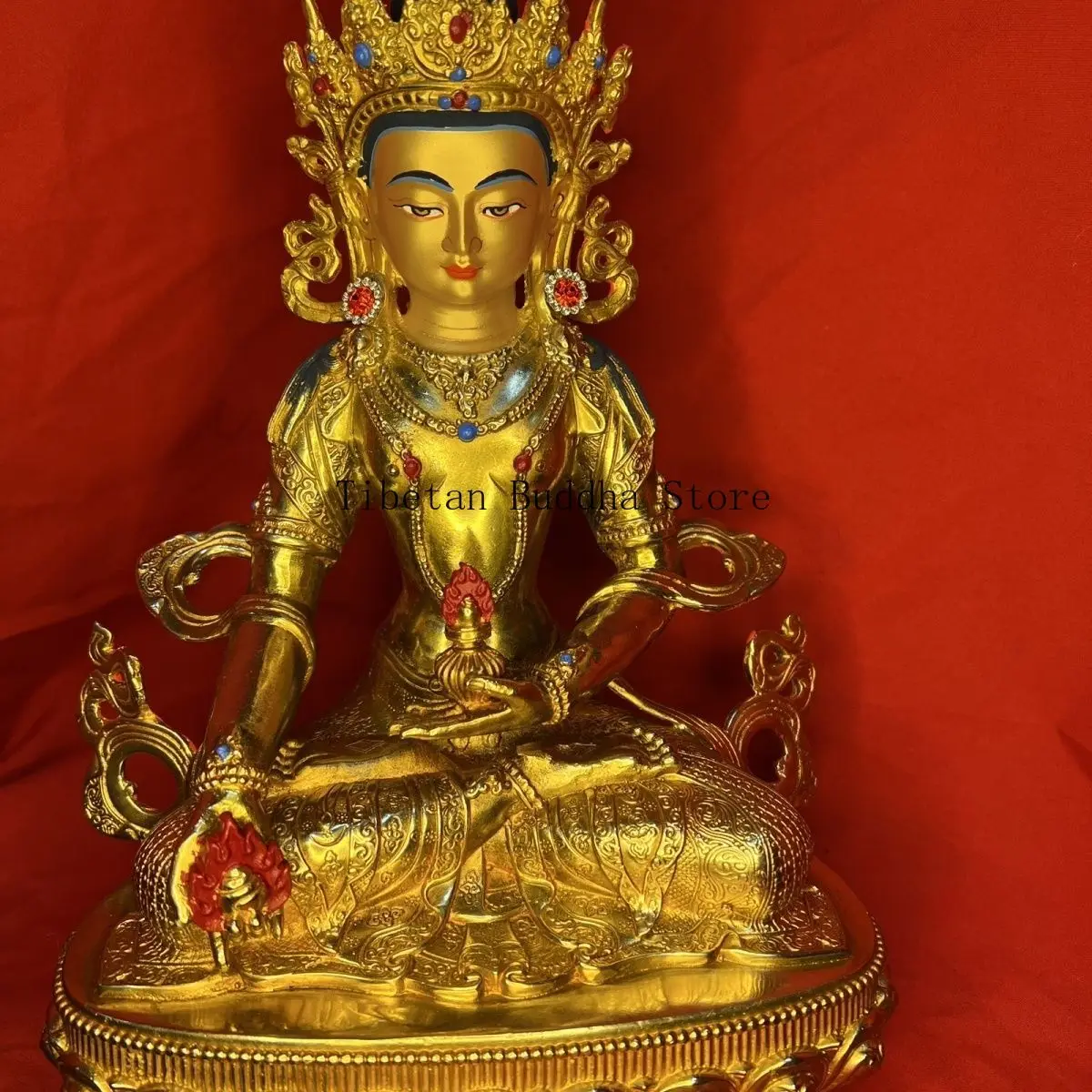 

Tibetan Tantra gilt offering one foot of craftsmanship pure copper Hizang King Buddha statue ornament bronze statue