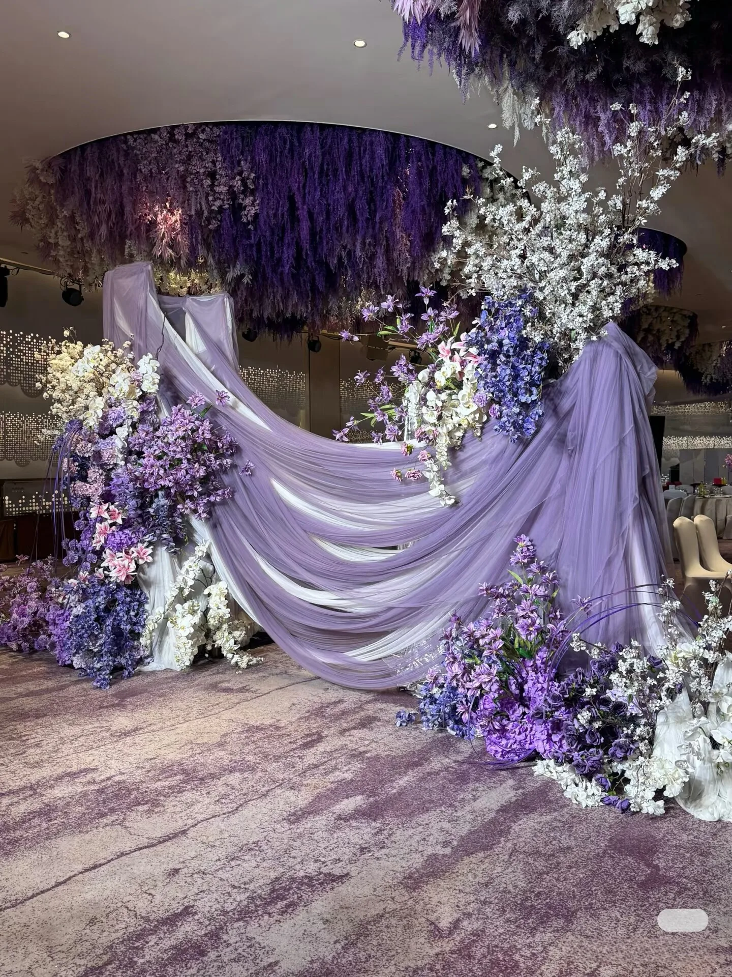 Purple Mist Transparent Soft Mesh Gauze Draping Fabric for Wedding Background Curtain Voile Suspended Ceiling Sheer Yarn Fabric